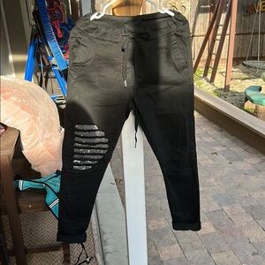 Venti6 NWT Black Stretchy Sequin Knee Jogger Pants! Adorable, Soft. Size S